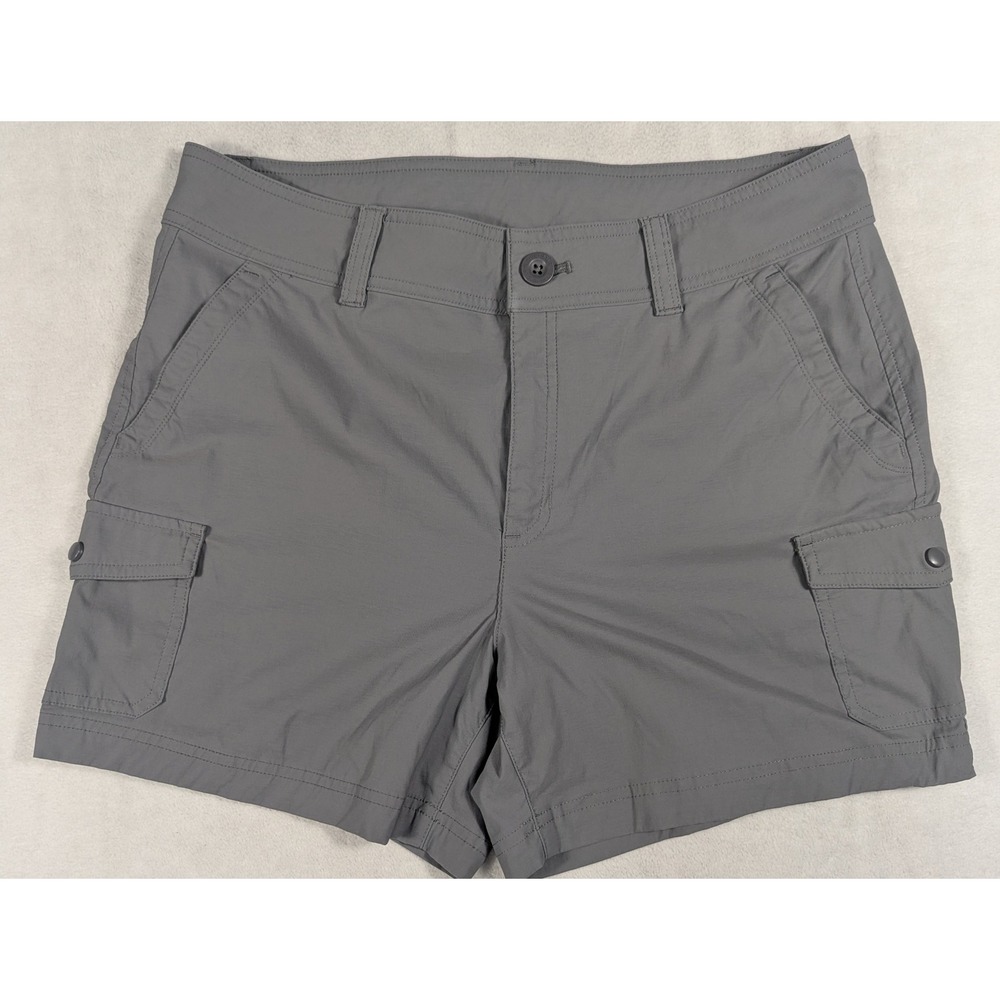 Lot of 2 Eddie Bauer Womens Cargo Pocket Shorts Gray Tan Size 12 Hiking Stretch - Picture 2 of 9